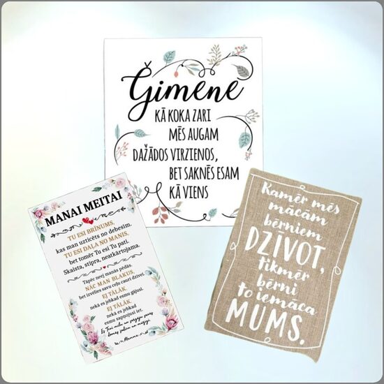 dekori ar uzrakstiem