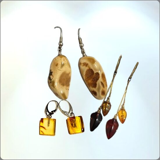 серьги с янтарем