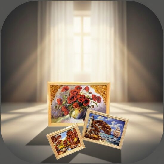 картины с янтарем 30х21 см