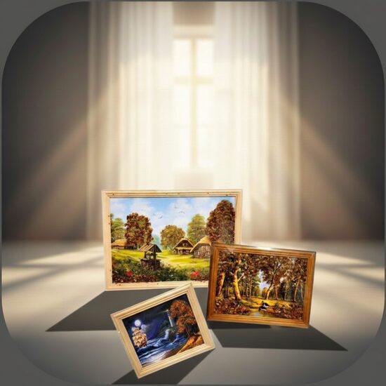 картины с янтарем 21х15 см