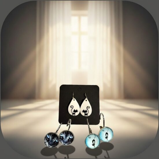 kaķu tematikas auskari