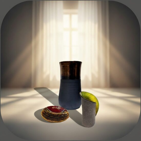 vāzes un ziepju trauki 