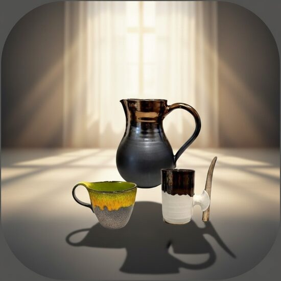 keramikas krūzes, kausi un krūkas