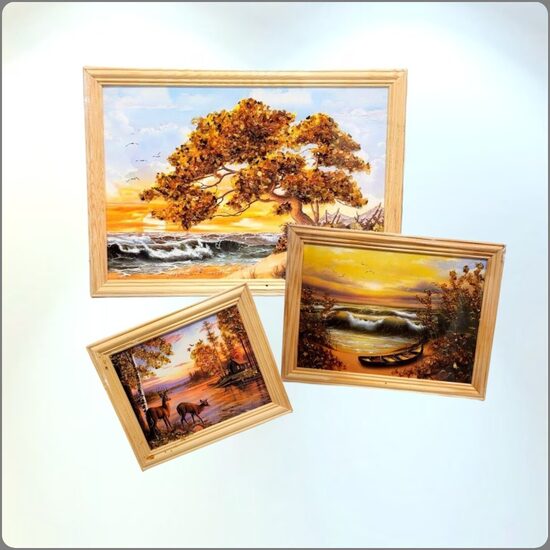картины с янтарем 12x15 cm