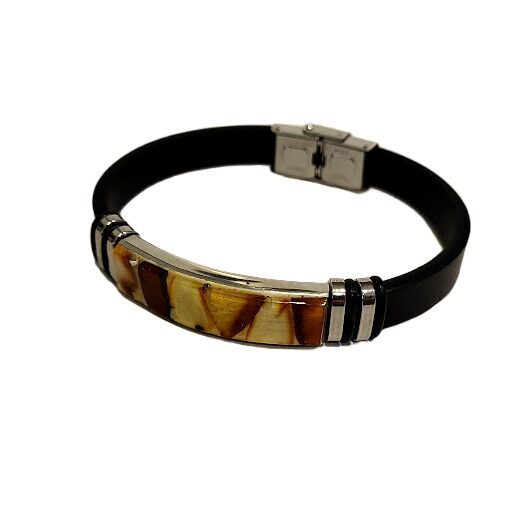 Leather bracelet with amber Mosaic 440701