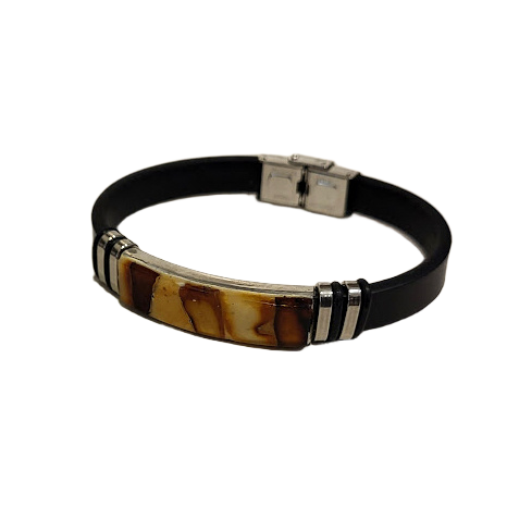Leather bracelet with amber Mosaic 440710