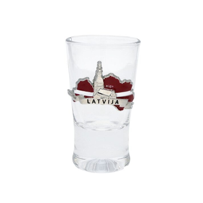 Souvenir glass shot glass with metal decor "Latvia" 1500201 