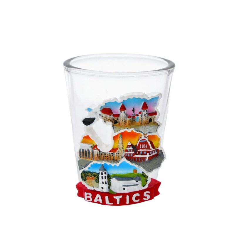 Stikla suvenīra glāzīte ar 3D dekoru "Baltija" 1500202