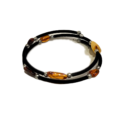 Velvet bracelet with amber 671801