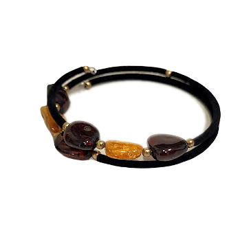 Velvet bracelet with amber 671802