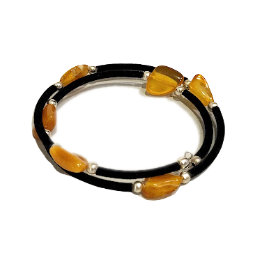 Velvet bracelet with amber 671806