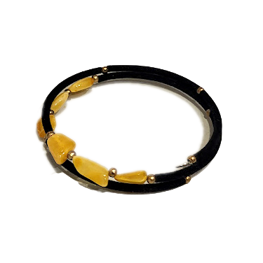 Velvet bracelet with amber 671807