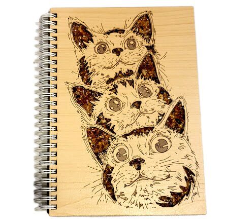 Wooden notebook with amber cover 670305