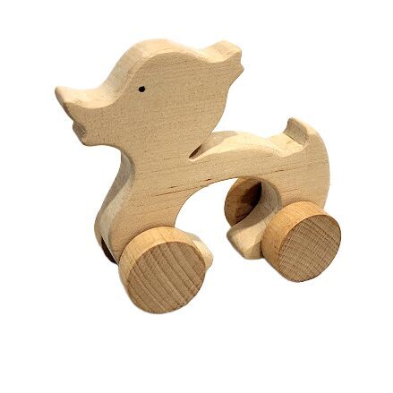 Wooden toy with wheels Duck