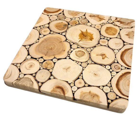 Square Juniper Wood Hot Pad / Trivet, 18.5x18.5 cm