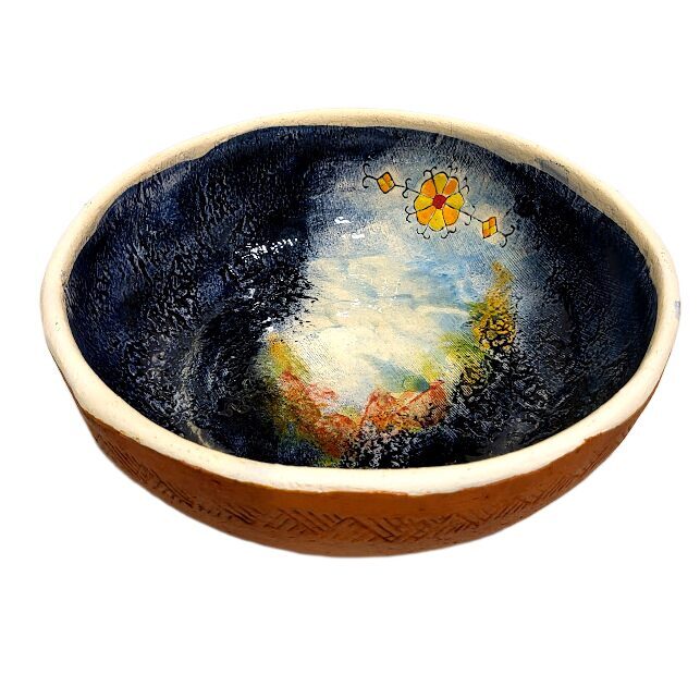 Māla bļoda – Saules zīme (23 x 7 cm)