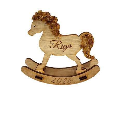 Wooden Horse with Baltic Amber