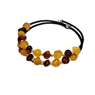 Natural Baltic Amber Bracelet on a Rigid Elastic Frame 675601