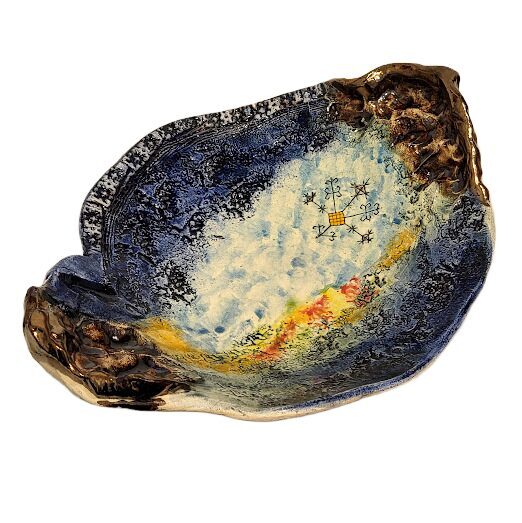 Ceramic Plate – Raku Dream (Ocean Depths)