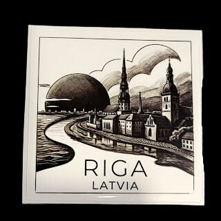 Decorative Sticker "Black & White Riga" (6x6 cm) 