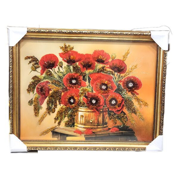 Amber Painting "Red Poppies" (30x40 cm)
