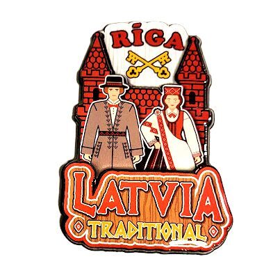 Magnēts / Magnet / Магнит "Latvija, Tautiskā Rīga — Souvenir" 