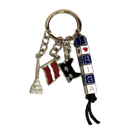 Metal Keychain "RIGA" with Latvian Flag 
