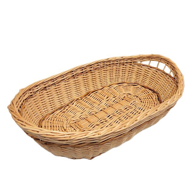 Плетеный овальный поднос-блюдо с ручками (36x28x9 см) 