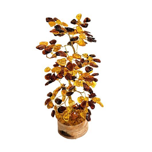 Dzintara koks uz koka ripas "Naudas koks" (h=22 cm) 675902