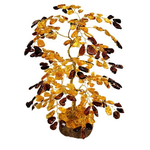 Naudas-dzintara koks uz koka ripas (25 cm) 675303