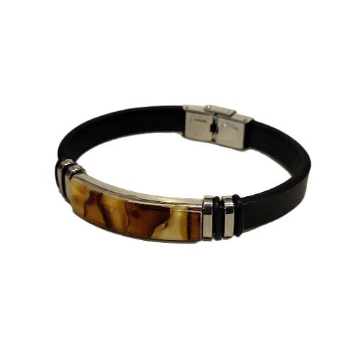 Leather bracelet with amber Mosaic 440703