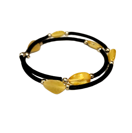 Velvet bracelet with amber 671804