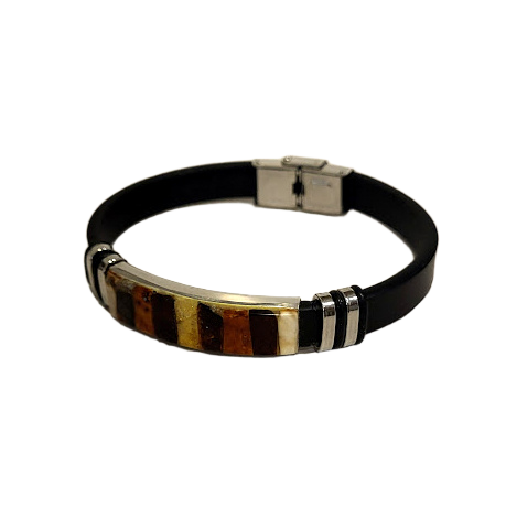 Leather bracelet with amber Mosaic 440704