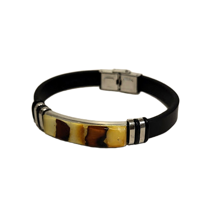 Leather bracelet with amber Mosaic 440705