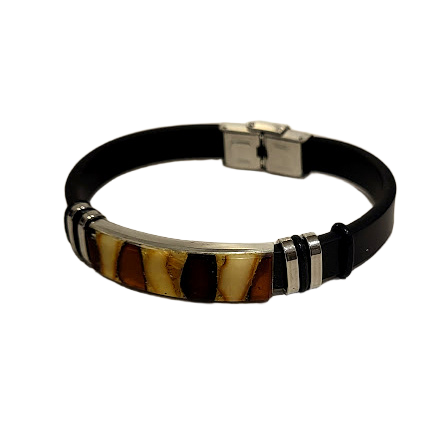 Leather bracelet with amber Mosaic 440706