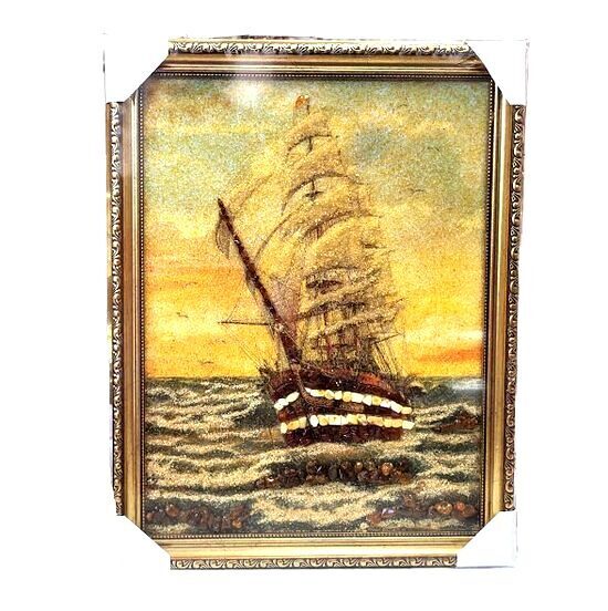 Exclusive amber painting "Majestic Waves" (40x30 cm) 