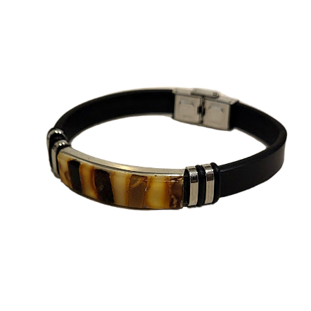 Leather bracelet with amber Mosaic 440707