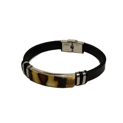 Leather bracelet with amber Mosaic 440708