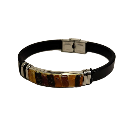 Leather bracelet with amber Mosaic 440709