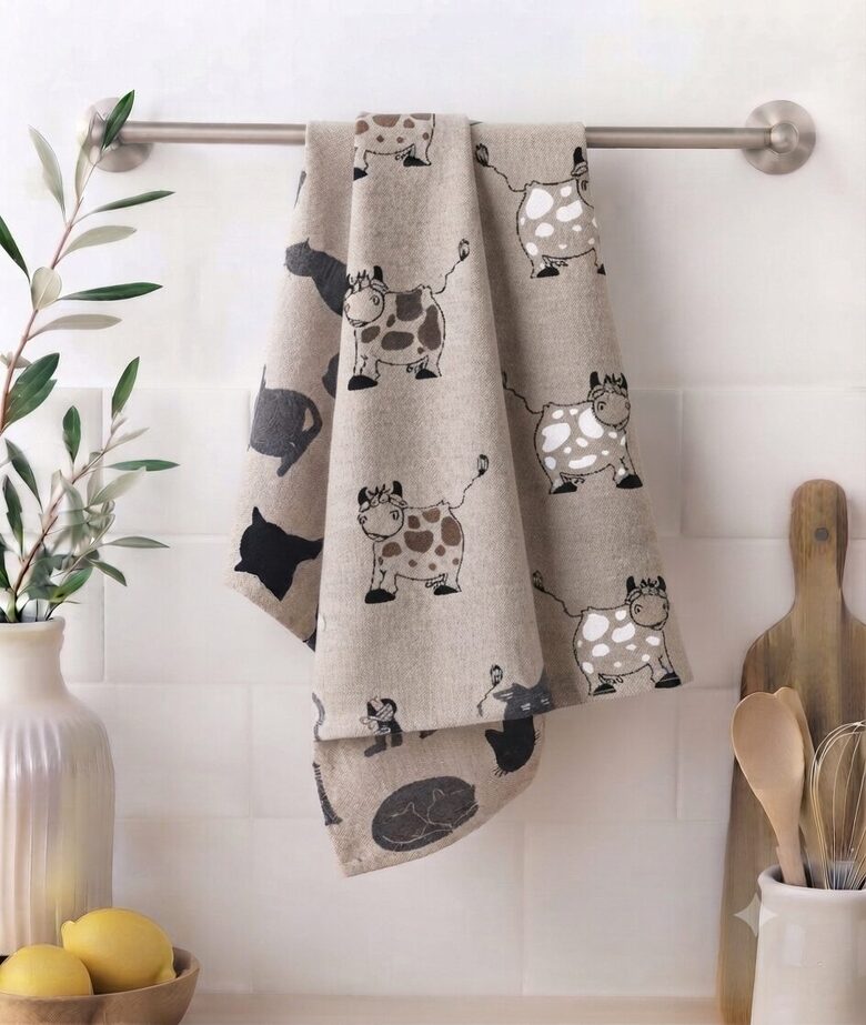 Kitchen towel with print Cow