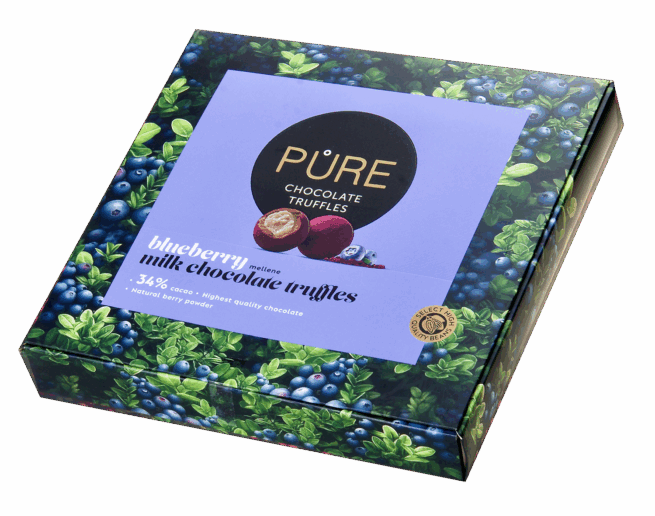 Молочные шоколадные трюфели «PURE» с черничным кремом и пудрой (120 г) 