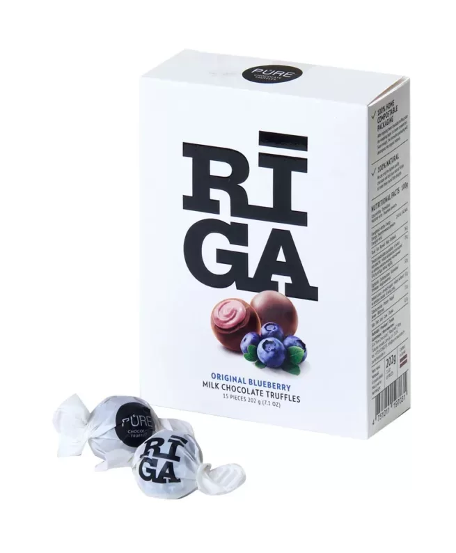 Piena šokolādes trifeles "Riga Original" ar melleņu jogurta krēmu (202 g) 