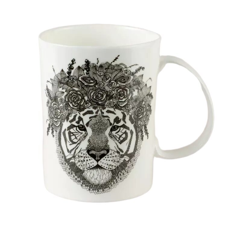 Porcelain mug "White Tiger" 