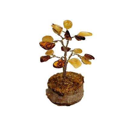 Mazais naudas-dzintara koks uz koka ripas (5 cm) 673201 