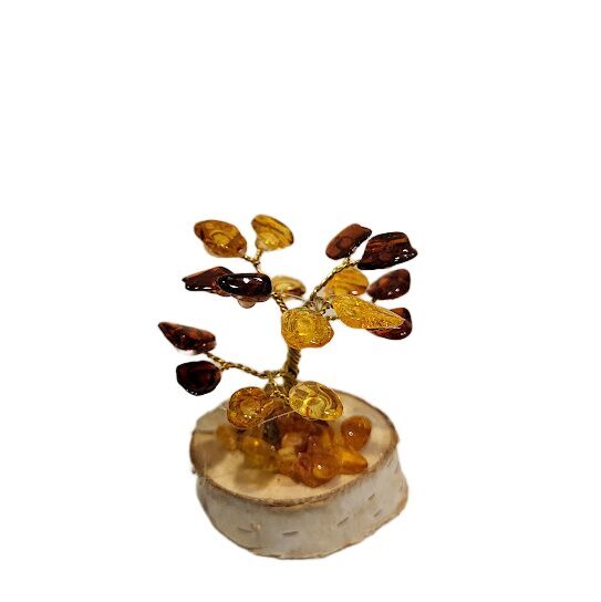 Mazais naudas-dzintara koks uz koka ripas (5 cm) 673201 