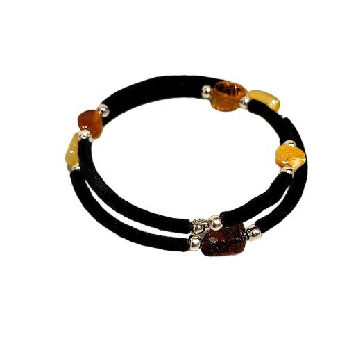Бархатный браслет с янтарем 671803