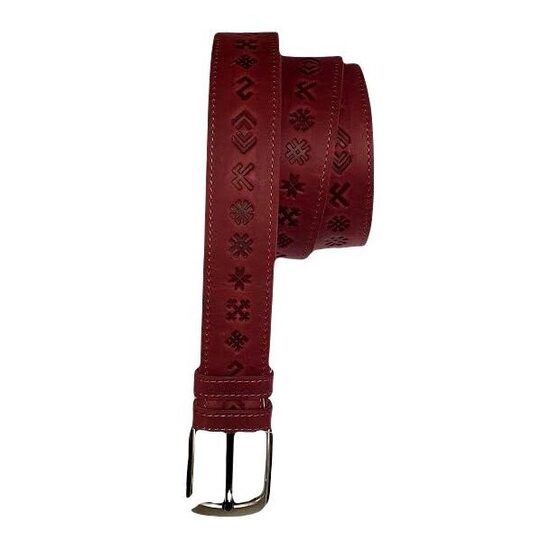 Natural leather belt "7 signs" (eggplant matte) 