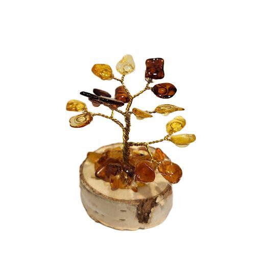 Mazais naudas-dzintara koks uz koka ripas (5 cm) 673202 