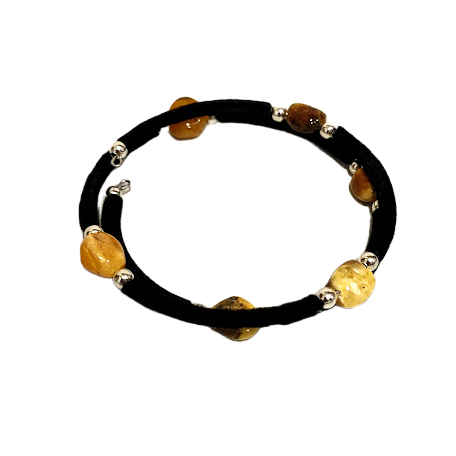 Бархатный браслет с янтарем 671806