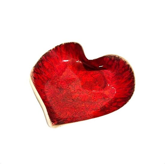 Ceramic Clay Heart Dish "Fiery Heart" (12x14 cm)